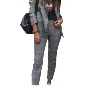 J.Crew 365 Womens Gray Cameron Ankle Cropped Pants 6P Plaid Houndstooth Stretch